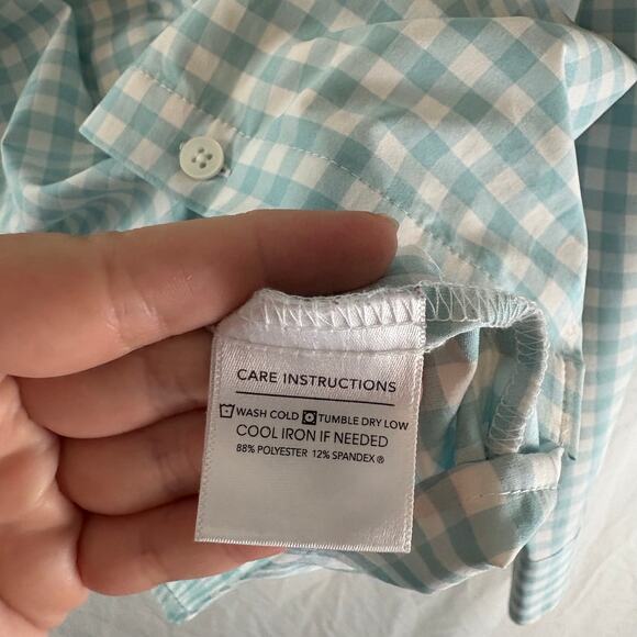 Mizzen + Main Shirt  XXL Mens Trim No Tuck Blue Plaid Performance Button Down - Picture 5 of 6